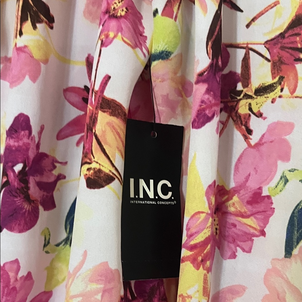 INC International Concepts Floral Pink Peasant Blouse - Picture 6 of 9